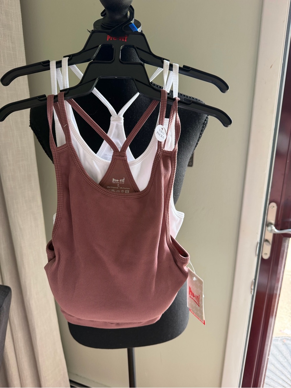 Women's Ribbed Strappy Tank Top - Brown and White (2-Pack)
